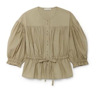 Ulla Johnson Camel Puff Sleeve Top